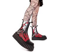 Lamoda - Unforgiving Chunky High Ankle Black Red Glitter - Girl Schuhe - Schwarz - EU 39 - Synthetic/Textile/Gummi,Kunstleder Schwarz EU 39