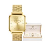 L'AMORE MILANO Damenuhr Weihnachten - Geschenke für Frauen - Eckige Armbanduhr Damen in Rosenbox - Geschenke für Freundin, Mama - 28mm Damen Uhr Gold