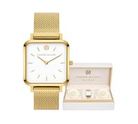 L'AMORE MILANO Damenuhr Weihnachten - Geschenke für Frauen - Eckige Armbanduhr Damen in Rosenbox - Geschenke für Freundin, Mama - 28mm Damen Uhr Gold