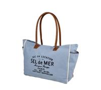 Lamyba Sel De Mer Canvas-Handtasche, Upcycling-Canvas, veganes Leder, Tragetasche, groß, Blau