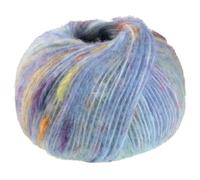 Lana Grossa Garn Cassata 05 – 54% Schurwolle Effektgarn – Hellblau/Pink/Gelb/Orange/Blaulila