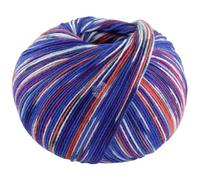 Lana Grossa Cool Wool 4 Socks Print 7202 - Kobaltblau/Tonrot/Weiß/Jade/Dunkelfuchsia/Hellblau