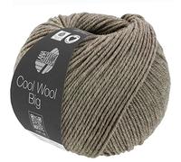 LANA GROSSA »COOL WOOL BIG MÉLANGE (WE CARE)« Häkelwolle, 120 m (extrafeine Merinowolle, mulesingfrei), 50 g, 1621 - Graubraun meliert