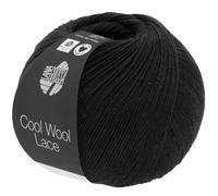 LANA GROSSA »Cool Wool Lace« Häkelwolle, (50 Gramm), Klassiker aus purer, extrafeiner Merinowolle, Schwarz - 0024