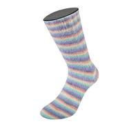 Lana Grossa Cosy Socks Multi Strips 153 - Lavendel/Graublau/Lachs/Creme/Türkis