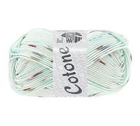 Lana Grossa Cotone print/spray/mouline 417 - Weiß/Lichhtgrün/Jeans/Taup