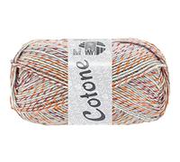 Lana Grossa Cotone print/spray/mouline 521 - Hellgrau/Orange/Bordeaux