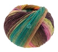 LANA GROSSA Farfalla | Leichtes Kettengarn aus weicher Merinowolle mit effektvollem Streifenmuster | Handstrickgarn aus 94% Schurwolle & 6% Polyamid| 50g Wolle zum Stricken & Häkeln | 250m Garn FB 6