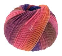 LANA GROSSA Farfalla | Leichtes Kettengarn aus weicher Merinowolle mit effektvollem Streifenmuster | Handstrickgarn aus 94% Schurwolle & 6% Polyamid| 50g Wolle zum Stricken & Häkeln | 250m Garn FB 1