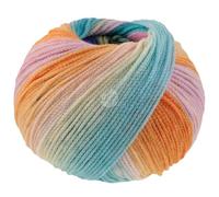 LANA GROSSA Farfalla | Leichtes Kettengarn aus weicher Merinowolle mit effektvollem Streifenmuster | Handstrickgarn aus 94% Schurwolle & 6% Polyamid| 50g Wolle zum Stricken & Häkeln | 250m Garn FB 7