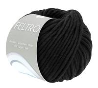 Lana Grossa Filzgarn Feltro Uni - 100% Schurwolle - 50 g, Schwarz (FB 6)