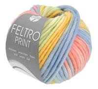 Lana Grossa FELTRO PRINT 50 g moderne Filzwolle in Print-Farben (schrumpft beim Waschen ca. 30-40%) 50 m, Farbe:1303 - Pastellgrün/Gelb/Hellblau/Lachsrosa FB 1303
