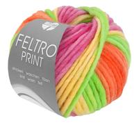 Lana Grossa FELTRO PRINT 50 g moderne Filzwolle in Print-Farben (schrumpft beim Waschen ca. 30-40%) 50 m, Farbe:1305 - Gelbgrün/Orange/Pink/Narzissengelb FB 1305