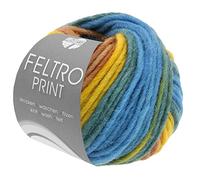 LANA GROSSA Feltro Print | Filzgarn für Kreativhandwerk, hochwertige Wolle zum Nass- und Trockenfilzen | Handstrickgarn aus 100% Schurwolle | 50g Wolle zum Stricken & Häkeln | 50m FB 386