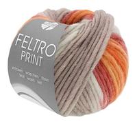 LANA GROSSA Feltro Print | Filzgarn für Kreativhandwerk, hochwertige Wolle zum Nass- und Trockenfilzen | Handstrickgarn aus 100% Schurwolle | 50g Wolle zum Stricken & Häkeln | 50m FB 394