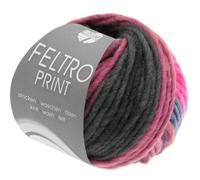 LANA GROSSA Feltro Print | Filzgarn für Kreativhandwerk, hochwertige Wolle zum Nass- und Trockenfilzen | Handstrickgarn aus 100% Schurwolle | 50g Wolle zum Stricken & Häkeln | 50m FB 362