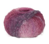 Lana Grossa GIGANTE MULTI 50 g Voluminöses Alpakagarn mit Effektstruktur im farbenfrohen Ringelmix 150 m, Farbe:107 - Mauve/Nelke/Pink/Jadegrün/Grau-/Weinrot/Brombeer/Veilchen