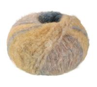 Lana Grossa GIGANTE MULTI 50 g Voluminöses Alpakagarn mit Effektstruktur im farbenfrohen Ringelmix 150 m, Farbe:101 - Graublau/Beige/Graurot/Mandarin/Petrolgrün/Graugelb