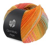 LANA GROSSA Gomitolo Alga | Baumwollmischgarn mit Bambus & Seacell-Fasern in einem mehrfarbigen, bunten Streifenverlauf | 100g Wolle zum Stricken & Häkeln | 280m Garn FB 2022