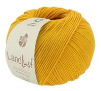 LANA GROSSA Landlust Baumwolle | Klassisches Bio-Baumwollgarn, Gots zertifiziert | Handstrickgarn aus 100% Baumwolle (Bio) | 50g Wolle zum Stricken & Häkeln | 115m Garn FB 6 Goldgelb