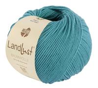LANA GROSSA Landlust Baumwolle | Klassisches Bio-Baumwollgarn, Gots zertifiziert | Handstrickgarn aus 100% Baumwolle (Bio) | 50g Wolle zum Stricken & Häkeln | 115m Garn FB 28 Türkis