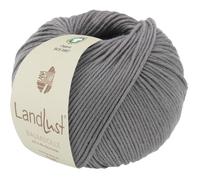 LANA GROSSA Landlust Baumwolle | Klassisches Bio-Baumwollgarn, Gots zertifiziert | Handstrickgarn aus 100% Baumwolle (Bio) | 50g Wolle zum Stricken & Häkeln | 115m Garn FB 2 Grau