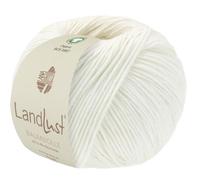 LANA GROSSA Landlust Baumwolle | Klassisches Bio-Baumwollgarn, Gots zertifiziert | Handstrickgarn aus 100% Baumwolle (Bio) | 50g Wolle zum Stricken & Häkeln | 115m Garn FB 4 Weiß