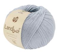 LANA GROSSA Landlust Baumwolle | Klassisches Bio-Baumwollgarn, Gots zertifiziert | Handstrickgarn aus 100% Baumwolle (Bio) | 50g Wolle zum Stricken & Häkeln | 115m Garn FB 27 Eisblau