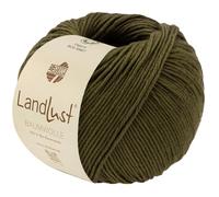 LANA GROSSA Landlust Baumwolle | Klassisches Bio-Baumwollgarn, Gots zertifiziert | Handstrickgarn aus 100% Baumwolle (Bio) | 50g Wolle zum Stricken & Häkeln | 115m Garn FB 32 Moosgrün