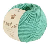 LANA GROSSA Landlust Baumwolle | Klassisches Bio-Baumwollgarn, Gots zertifiziert | Handstrickgarn aus 100% Baumwolle (Bio) | 50g Wolle zum Stricken & Häkeln | 115m Garn FB 25 Minttürkis