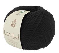 LANA GROSSA Landlust Baumwolle | Klassisches Bio-Baumwollgarn, Gots zertifiziert | Handstrickgarn aus 100% Baumwolle (Bio) | 50g Wolle zum Stricken & Häkeln | 115m Garn FB 1 Schwarz