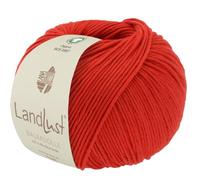LANA GROSSA Landlust Baumwolle | Klassisches Bio-Baumwollgarn, Gots zertifiziert | Handstrickgarn aus 100% Baumwolle (Bio) | 50g Wolle zum Stricken & Häkeln | 115m Garn FB 19 Rot