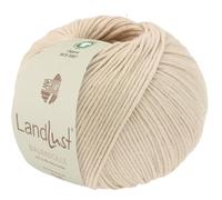LANA GROSSA Landlust Baumwolle | Klassisches Bio-Baumwollgarn, Gots zertifiziert | Handstrickgarn aus 100% Baumwolle (Bio) | 50g Wolle zum Stricken & Häkeln | 115m Garn FB 15 Beige