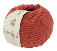 LANA GROSSA Landlust Baumwolle | Klassisches Bio-Baumwollgarn, Gots zertifiziert | Handstrickgarn aus 100% Baumwolle (Bio) | 50g Wolle zum Stricken & Häkeln | 115m Garn FB 7 Rostrot
