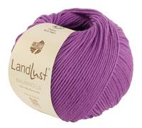 LANA GROSSA Landlust Baumwolle | Klassisches Bio-Baumwollgarn, Gots zertifiziert | Handstrickgarn aus 100% Baumwolle (Bio) | 50g Wolle zum Stricken & Häkeln | 115m Garn FB 22 Violett