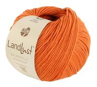 LANA GROSSA Landlust Baumwolle | Klassisches Bio-Baumwollgarn, Gots zertifiziert | Handstrickgarn aus 100% Baumwolle (Bio) | 50g Wolle zum Stricken & Häkeln | 115m Garn FB 29 Orange