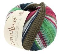 LANA GROSSA Landlust Sockenwolle 6-fach | Klassiker, bedruckt und waschmaschinenfest | Handstrickgarn aus 80% Schurwolle (Merino) & 20% Polyamid | 150g Wolle zum Stricken & Häkeln | 390m Garn FB924