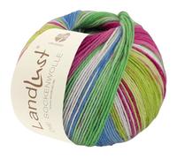 LANA GROSSA Landlust Sockenwolle 6-fach | Klassiker, bedruckt und waschmaschinenfest | Handstrickgarn aus 80% Schurwolle (Merino) & 20% Polyamid | 150g Wolle zum Stricken & Häkeln | 390m Garn FB923