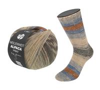 MEILENWEIT 100g Alpaca Print II 2210 - Orange/Dunkel-/Graublau/Pastellrosa/-gelb/Hellgrau/Graubraun/Graphitgrau