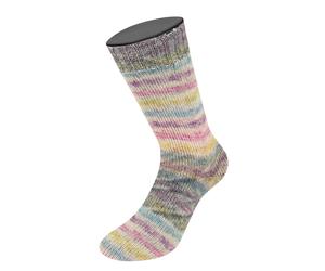 Lana Grossa Meilenweit 100 Alpaka print Ecru/Brombeere/Blau/Gelb