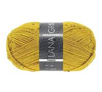Sockenwolle Meilenweit 100 Tweed von Lana Grossa, Senfgelb, aus Schurwolle