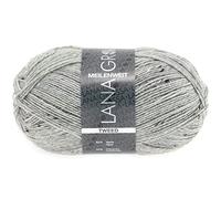 LANA GROSSA »MEILENWEIT 100 g TWEED« Häkelwolle, 420 m (4-fach Sockenwolle gepunktet), 100 g, 110 - Grau meliert