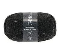Lana Grossa - Meilenweit 6-fach 150 Tweed - Fb. 8837 anthrazit meliert 150 g