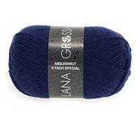 LANA GROSSA Meilenweit 6-fach 150 | 6-fädiger Sockenklassiker, waschmaschinenfest | Handstrickgarn 80% Schurwolle & 20% Polyamid | 150g Wolle zum Stricken & Häkeln | 390m Garn FB8962