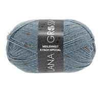 LANA GROSSA Meilenweit 6-fach 150 | 6-fädiger Sockenklassiker, waschmaschinenfest | Handstrickgarn 80% Schurwolle & 20% Polyamid | 150g Wolle zum Stricken & Häkeln | 390m Garn FB9227