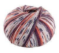 Lana Grossa MEILENWEIT 6-Fach 150g Alpaka Print 1105 - Koralle/Brombeer/Grau/Weiß/Graublau/Dun- kelorange