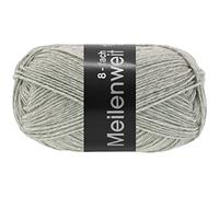 LANA GROSSA »MEILENWEIT 150 g UNI« Häkelwolle, 315 m (8-fach Sockenwolle in kräftigen Uni-Farben), 150 g, 9564 - Grau