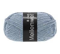 LANA GROSSA »MEILENWEIT 150 g UNI« Häkelwolle, 315 m (8-fach Sockenwolle in kräftigen Uni-Farben), 150 g, 9659 - Graublau