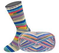 Lana Grossa - Meilenweit 100g Arte 6805 mittelblau hellblau koralle gelb grau beige 100 g