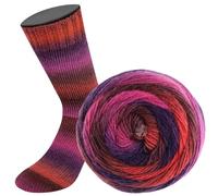 Lana Grossa MEILENWEIT 100 g Color Mix 4-fach Sockenwolle mit leuchtendem Farbverlauf 400 m, Farbe:8065 - Burgund/Ziegel-/Dunkel-/Schwarzrot/Bordeaux/Weinrot
